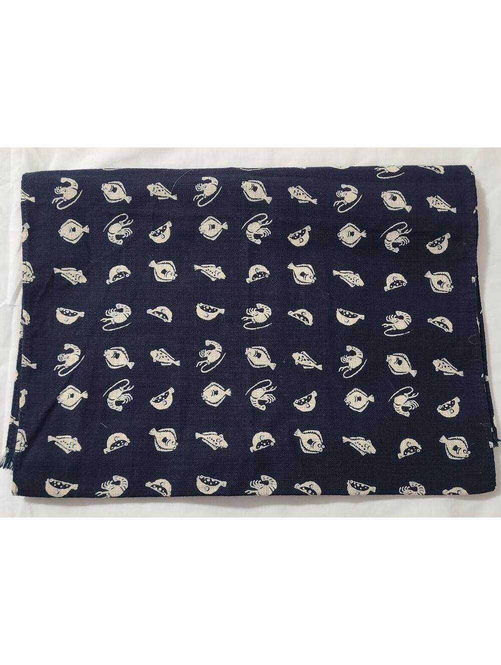 Jack Spade Nautical Marine Life Print Scarf Navy Cotton Coastal Preppy Wrap EUC